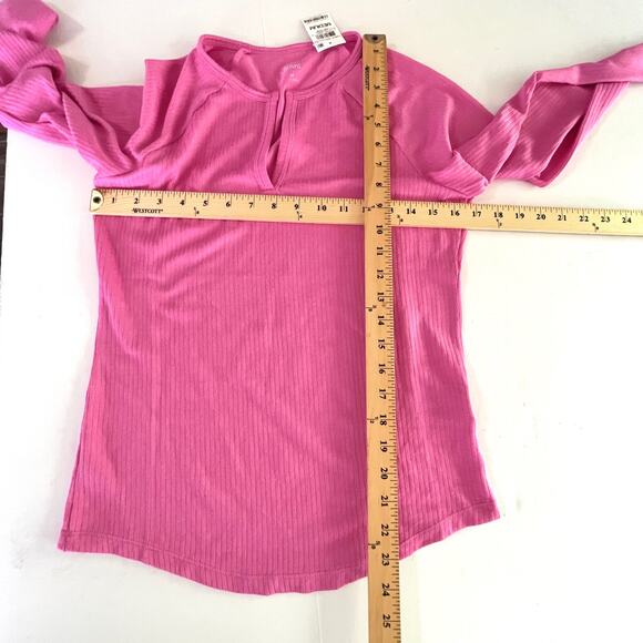 Jenni NEW Womens Long Sleeve Night Shirt PJ Top Size M Pink Tease Notched V-Neck - Picture 3 of 6